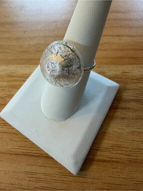 Murano style  Glass Dome Ring size  6.75